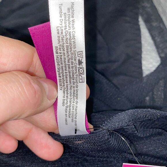 Adore Me Womens Deep V Neck Tulle Sheer Skirt Overlay Black Bodysuit Size 1X NWT - Picture 8 of 8